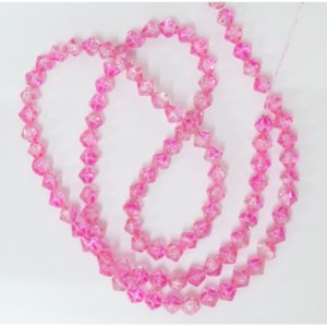 8mm Glass Bicone Beads - hot pink crackle