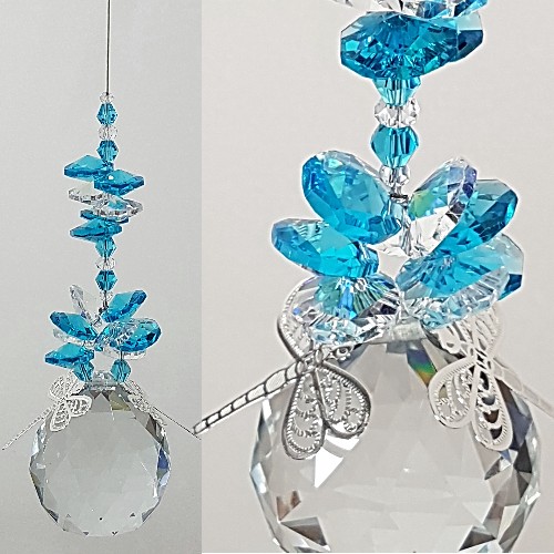 skyblue dragonfly suncatcher ball