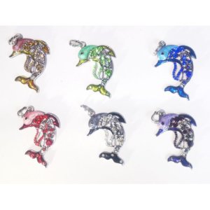 rhinestone dolphin charm