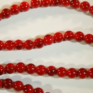 8mm round beads red black