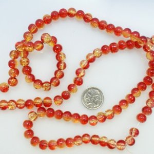 8mm glass crackle beads red yellow