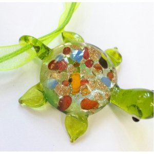 glass turtle charm set of 3