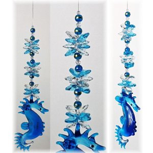 glass seahorse suncatcher large