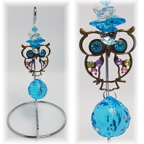 rhinestone owl suncatcher on stand rhinestone owl suncatcher on stand