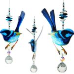 blue wren suncatcher with crystal ball