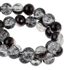 8mm Crackle Beads- black/clear