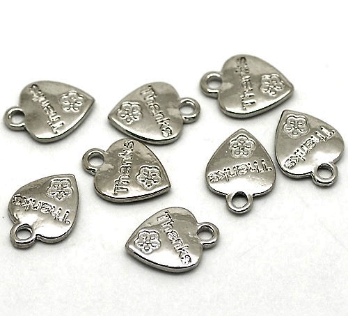 Heart charm- thanks pack of 10