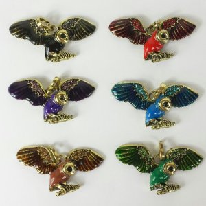 rhinestone owl pendant
