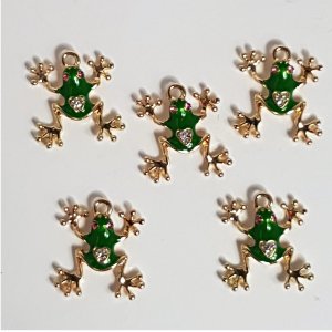 small rhinestone frog charms