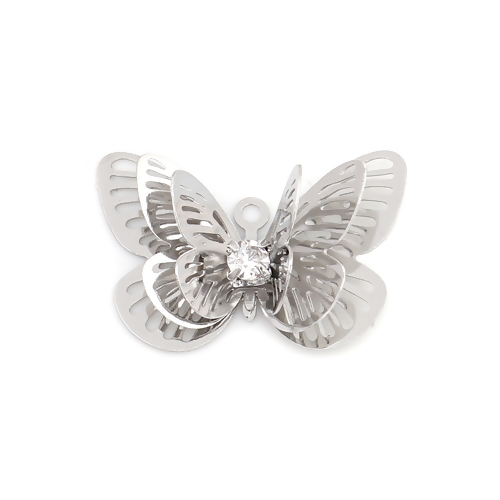 Filigree Butterfly Rhinestone Charm -pack of 2 fb2
