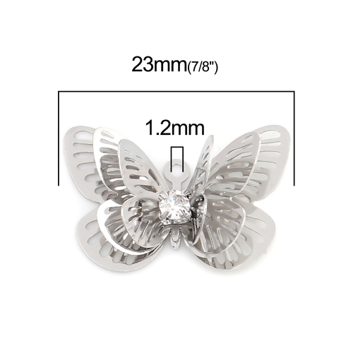 Filigree Butterfly Rhinestone Charm -pack of 2 fb2