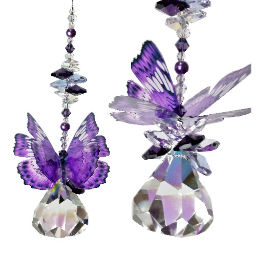 purple butterfly suncatcher diamond ball