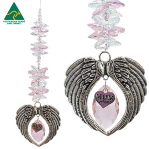 large angel wing suncatcher mum pendant