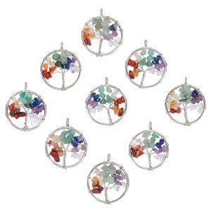 Gemstone tree of life charm pendants