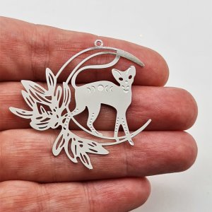 Filigree Cat and Moon Charm #3- pack of 2