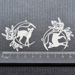 Filigree Cat and Moon Charm #3- pack of 2