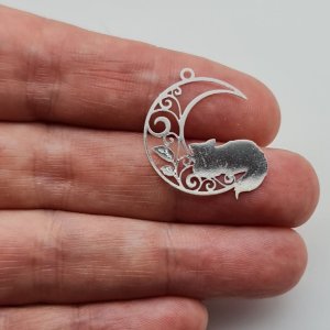 Filigree Cat and Moon Charm #4- pack of 2