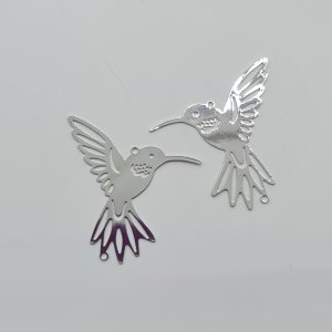 Filigree Hummingbird Stainless Steel Charm pack of 2