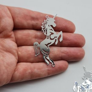 Unicorn Filigree Charm Stainless Steel #1. Charms and pendants for suncatchers, jewelry and craft projects.