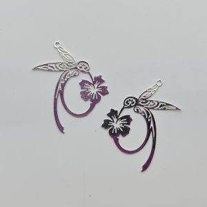 Filigree Hummingbird Flower Charm pack of 2