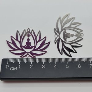 Buddha Lotus Flower Filigree Charm pack of 2. Religious, spiritual charms and pendants.