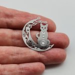 Stainless steel charms cat and moon design 1