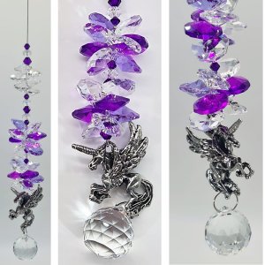 purple unicorn pegasus suncatcher