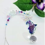 witch sucatcher with clear ball and clear crystal clusters