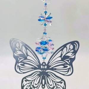 ex lg butterfly suncatcher pink blue