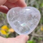 clear quartz heart with rainbow