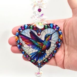colorful hummingbird crystal suncatcher