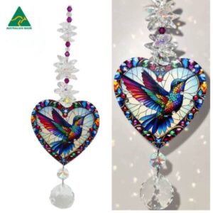 colorful hummingbird crystal suncatcher gift